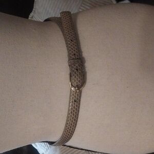 Liz Claiborne Creamy Beige Genuine Snakeskin Skinny Belt Size Med